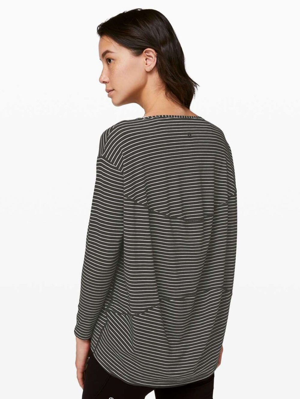 Lululemon Back In Action Long Sleeve Modern Stripe Heathered Black White